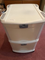 Plastic Rolling Two Drawer Cabinet