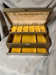 Jewelry Box Antique Silver Gold Tone Vintage Storage