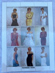 Princess Diana Royal Gowns Plate Block 9 Postage Stamps