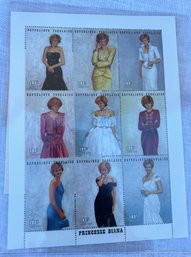 Princess Diana Royal Gown Plate Block Of 9 W/COA International Collector Society