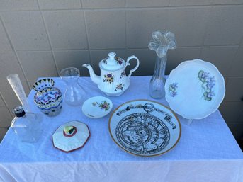 Etched Vases Plates And Royal Windsor Teapot Home Decor Lot