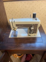 Sears Sewing Machine Table And Baskets With Supplies