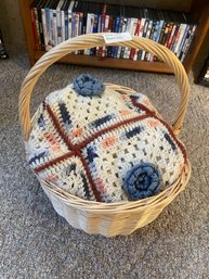 Basket With Crochet Blanket