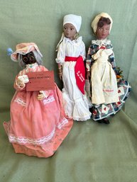 3 Doll Lot - Apple Head Doll, Cambina Doll, & St Thomas Virgin Islands Doll