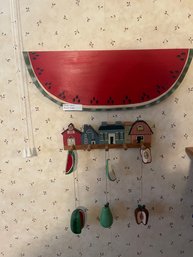 Wall Art Watermelon And Peg Board With Decorative Fruits