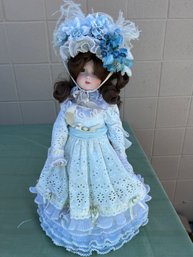 Beautiful Victorian Style Doll In Blue Dress