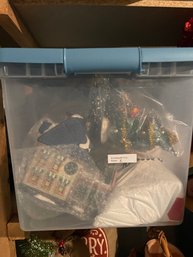 Tote Of Christmas Village Houses And Decorations