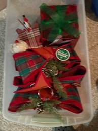 Misc Tote Of Holiday Decor Christmas Bows And Boxes