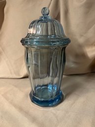 Stunning Blue Glass Cookie Jar