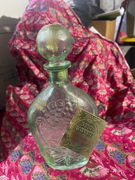 Lord Calvert Green Glass 'Friendship' 1960's Whiskey Decanter Cork Globe Stopper