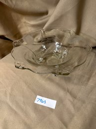 Etched Glass Footed Bowl Dish