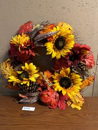 Fall Autumn Wreath Sunflowers