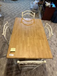 Table Kitchen Wood Top Metal Legs Chairs