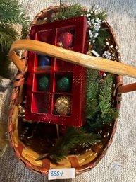Christmas Floral Ornaments Basket