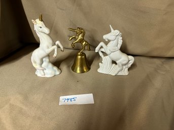 Unicorn Figurine Lot Lefton Brass Decor
