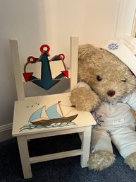 Adorable Painted Chair And Bear Decoration