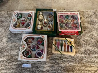 Glass Christmas Bulb Lot Of Five Packages Antique