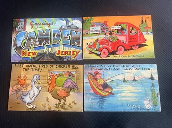 Lot Of 4 Bright Colorful Vintage Postcards - Camden NJ & Others!