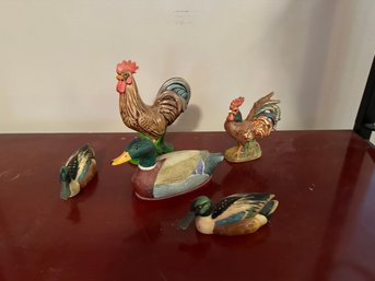 Italian Art Pottery Wildlife Ducks & Roosters