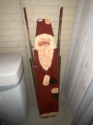 Antique Wood Ironing Board Painted Santa Decoration