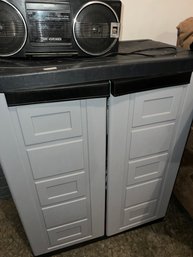 Entire Shelving Storage Unit Cabinet With Contents And Radio!