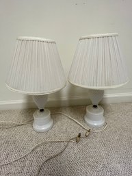 Lot Of Two Vintage Milk Glass Hobnail Lamps
