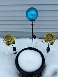 Garden Decor Lot - Sunflowers Blue Globe & Planter!