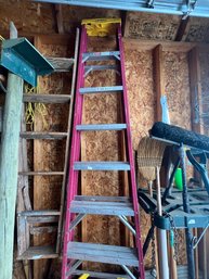 Red Warner 8 Ft Fiberglass Ladder
