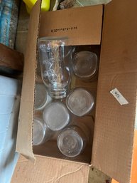 Box Lot Of Vintage Glass Canning Jars - Kerr & Ball