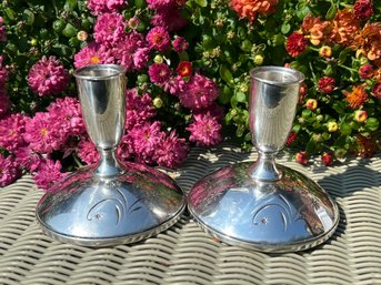 Pair Of Gorham Sterling Silver Hallmarked Candle Holders
