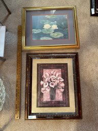 Framed Art Lot Of Two Floral Art