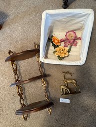 Decor Brass Deer Vintage Shelf Flowers