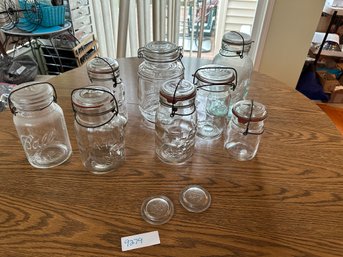 Mason Ball Atlas Jar Lot Of 8 Glass Jars Vintage