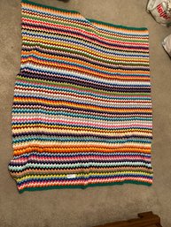Blanket Crochet Multi Color Stripes