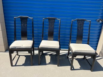 Lot Of Three Black Lacquered Chairs