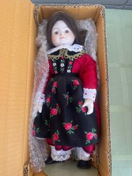 Porcelain Doll With Rose Dress