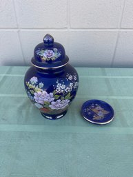 Kutani Marked Blue Urn / Ginger Jar