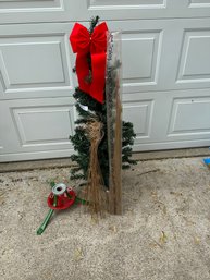 Christmas Tree And Small Metal Stand Holiday Decor