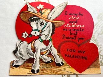 Slow & Stubborn Mule 1953 Vintage Valentine Card