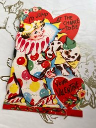 Circus Clown Vintage Valentine Card Dated 1949