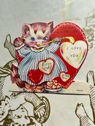 1950 Cat I Love You Vintage Valentine