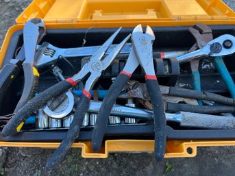 Toolbox With Various Sockets, Wrenches, And Hand Tools