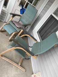 Pair Of Sage Green Patio Chairs