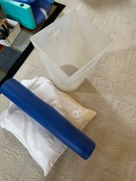 Yoga Mat Pillow And Plastic Storage Bin