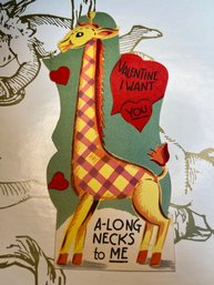 1951 Long Neck Giraffe Valentine Card