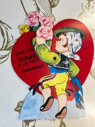 Vintage 1951 Flower Of My Heart Functioning Mechanical Valentine Card