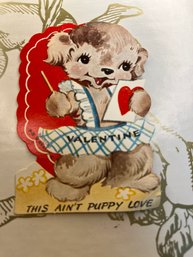 Vintage A-meri-card 1953 This Aint Puppy Love Valentine Card