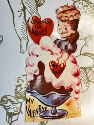I Love You On Sundaes Vintage Valentine Card