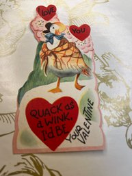 Vintage Dated 1951 Quack As A Wink Valentine Card