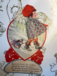 Made In Canada 1947 Winter Themed Honeycomb Valentine Card